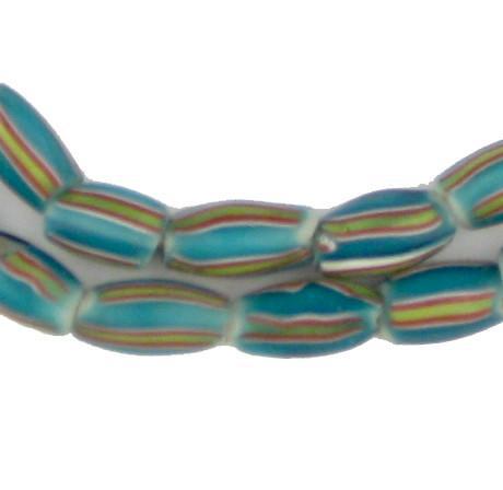 Blue Aqua Stripe Watermelon Chevron Beads - The Bead Chest