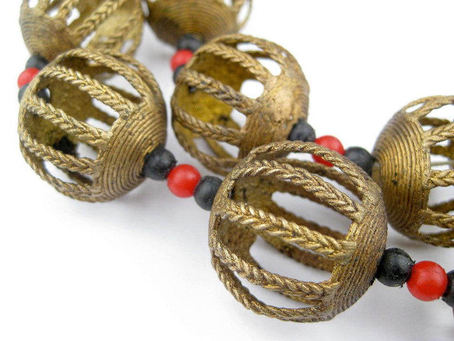 Round Braided Baule Brass Beads (27mm) - The Bead Chest