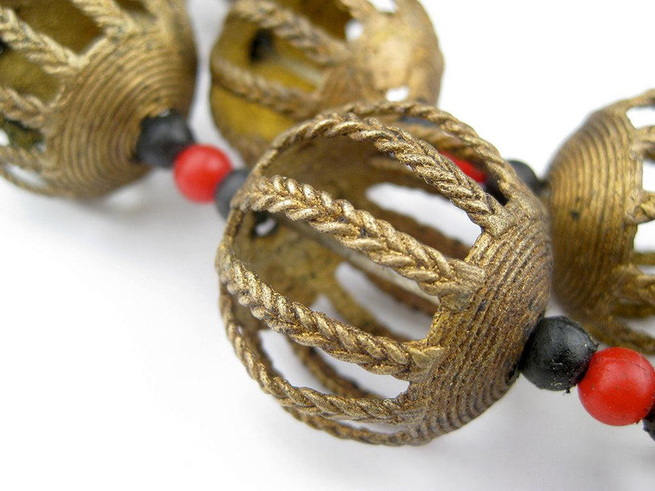 Round Braided Baule Brass Beads (27mm) - The Bead Chest