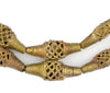 Flat Bicone Woven Brass Filigree Beads (25x11mm)