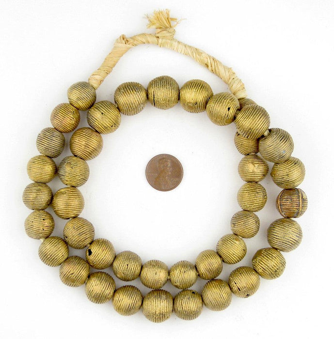 Wound Round Ghana Brass Globe Beads (14mm) - The Bead Chest