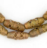 Criss Cross Cylinder Ghana Brass Filigree Beads
