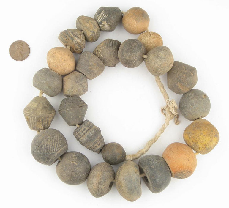 Antique Mali Clay Spindle Beads - The Bead Chest