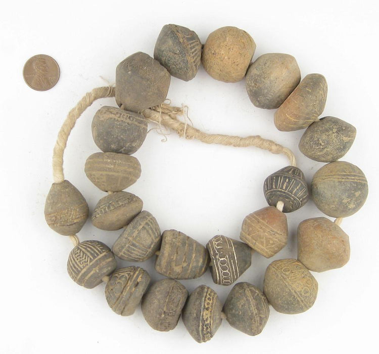 Antique Mali Clay Spindle Beads - The Bead Chest