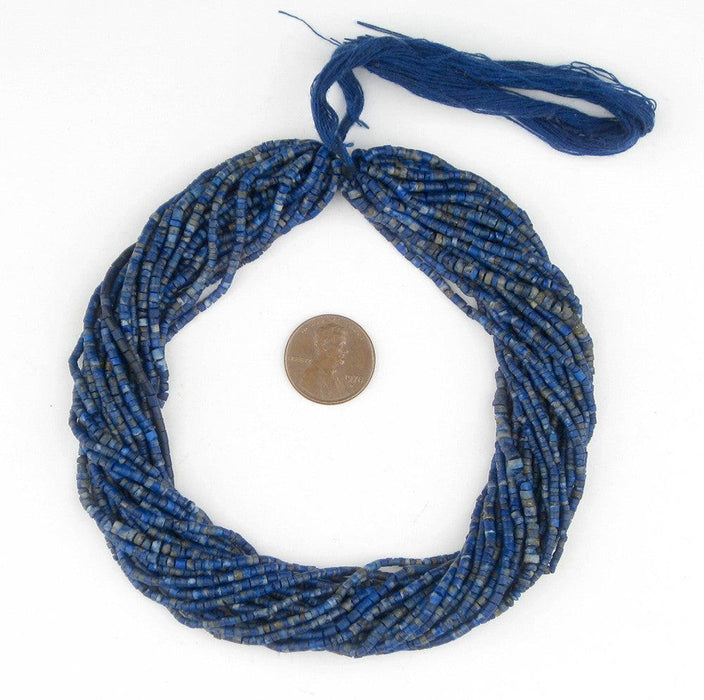 Lapis Lazuli Tiny Cylindrical Heishi Beads (2mm) - The Bead Chest