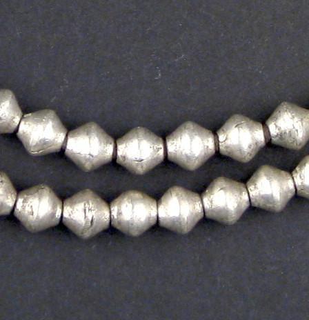 Vintage Ethiopian White Metal Bicone Beads (7x6mm) - The Bead Chest