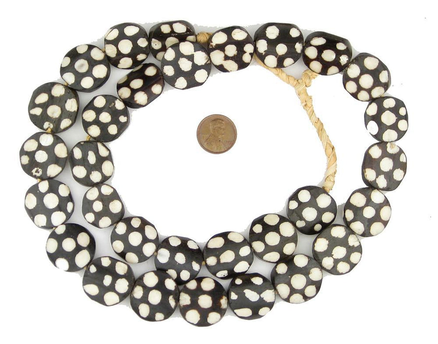 Polkadot Batik Bone Beads (Circular) - The Bead Chest