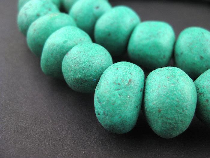 Amazonite Moroccan Pottery Beads (Round - 16mm) - The Bead Chest