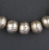Large Ethiopian Patterned White Metal Bicone Beads (14x16mm)