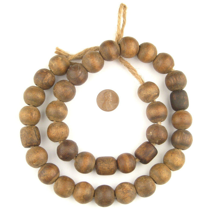 Round Antique Wood Prayer Beads - The Bead Chest