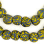 Blue & Yellow Fused Recycled Glass Beads (14mm)