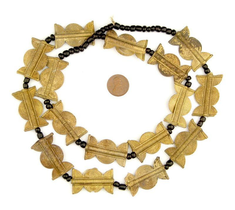 Brass Baule Beads, Sun Moon Design (35x20mm) - The Bead Chest