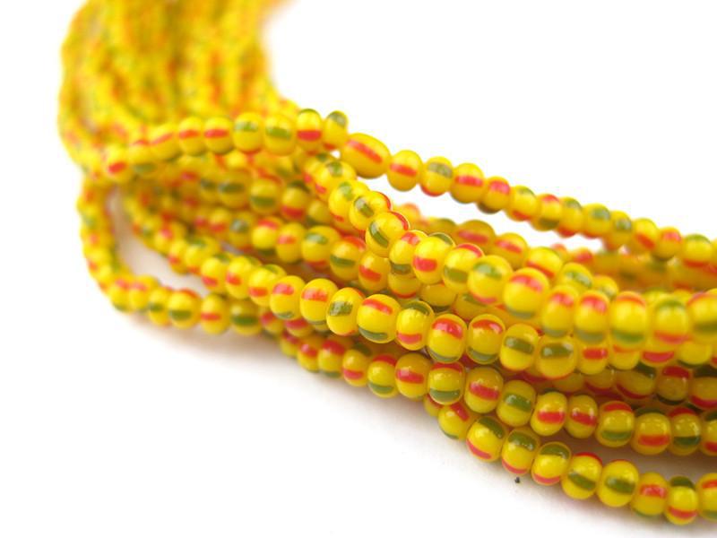 Hank Tiny Yellow Chevron Beads (6 Strands) - The Bead Chest