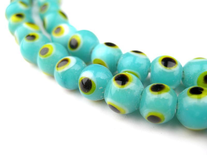 Aqua Blue Evil Eye Beads (6mm) - The Bead Chest