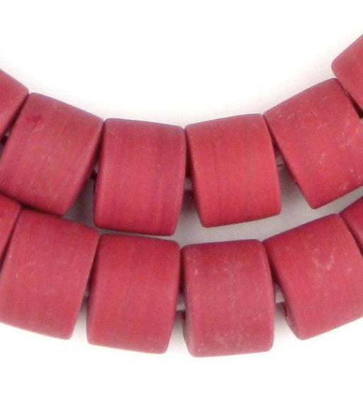 Brick Red Recycled Glass Beads (Tabular) - The Bead Chest