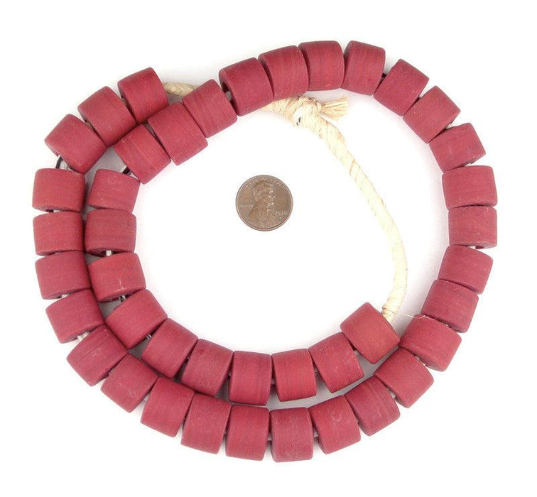 Brick Red Recycled Glass Beads (Tabular) - The Bead Chest