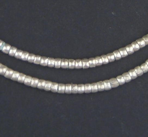 Short White Metal Ethiopian Tube Beads (3x4mm) - The Bead Chest