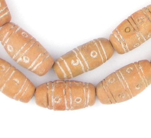 Natural Terracotta Mali Clay Oval Beads (30x12mm) - The Bead Chest