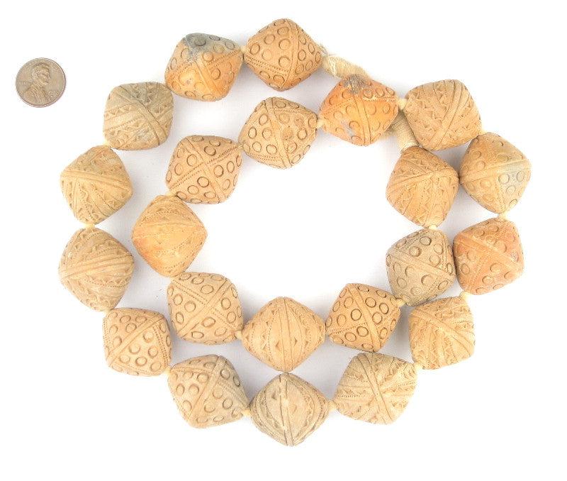 Natural Terracotta Mali Clay Bicone Beads (30x26mm) - The Bead Chest