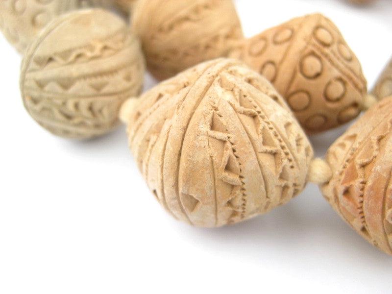 Natural Terracotta Mali Clay Bicone Beads (30x26mm) - The Bead Chest