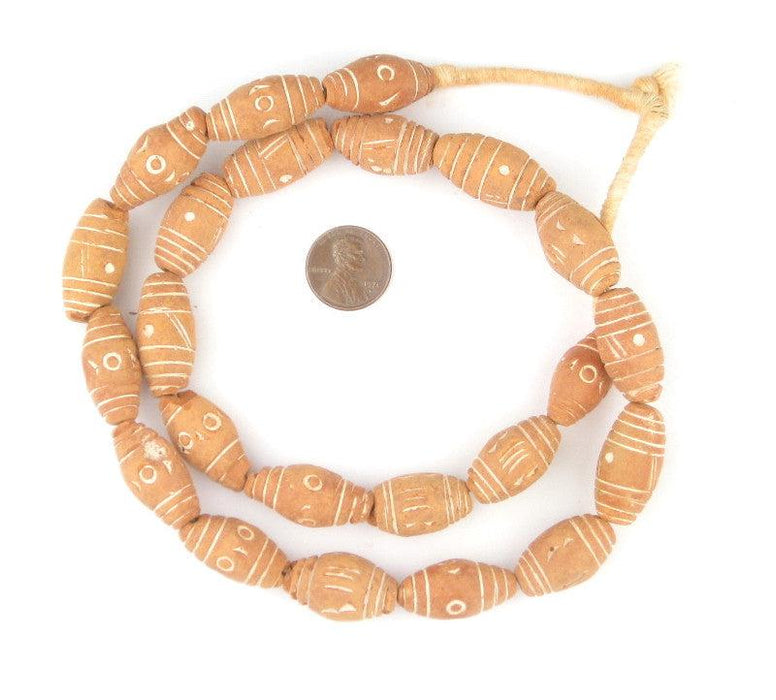Natural Oblong Mali Terracotta Beads (25x14mm) - The Bead Chest