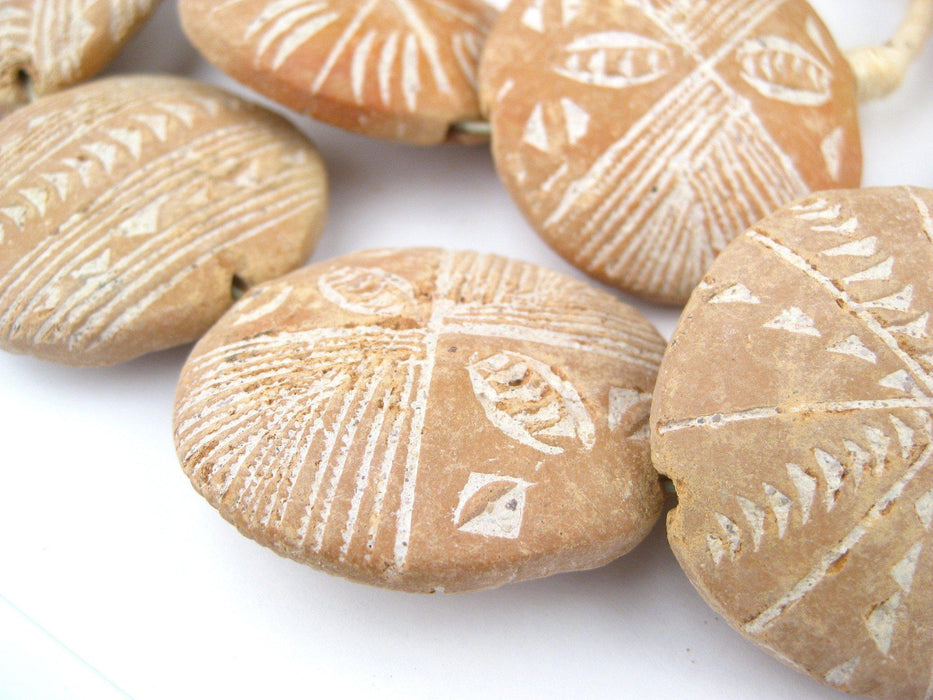 Natural Terracotta Mali Clay Medallions (17x45mm) - The Bead Chest