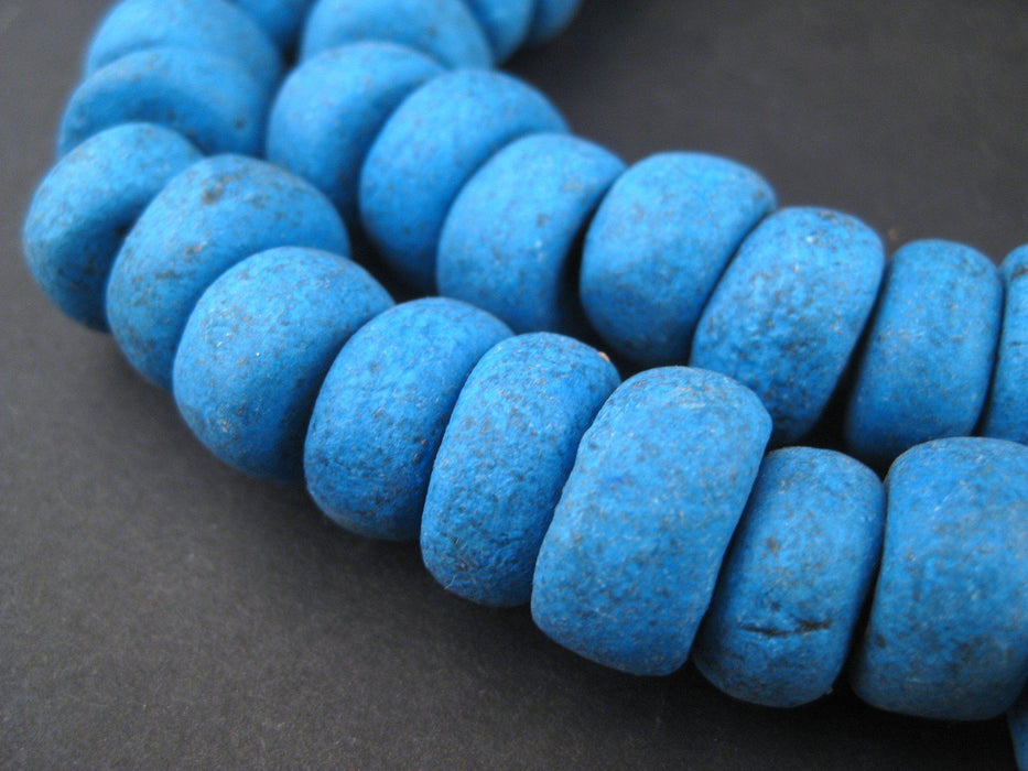 Deep Blue Moroccan Pottery Beads (Rondelle - 17mm) - The Bead Chest