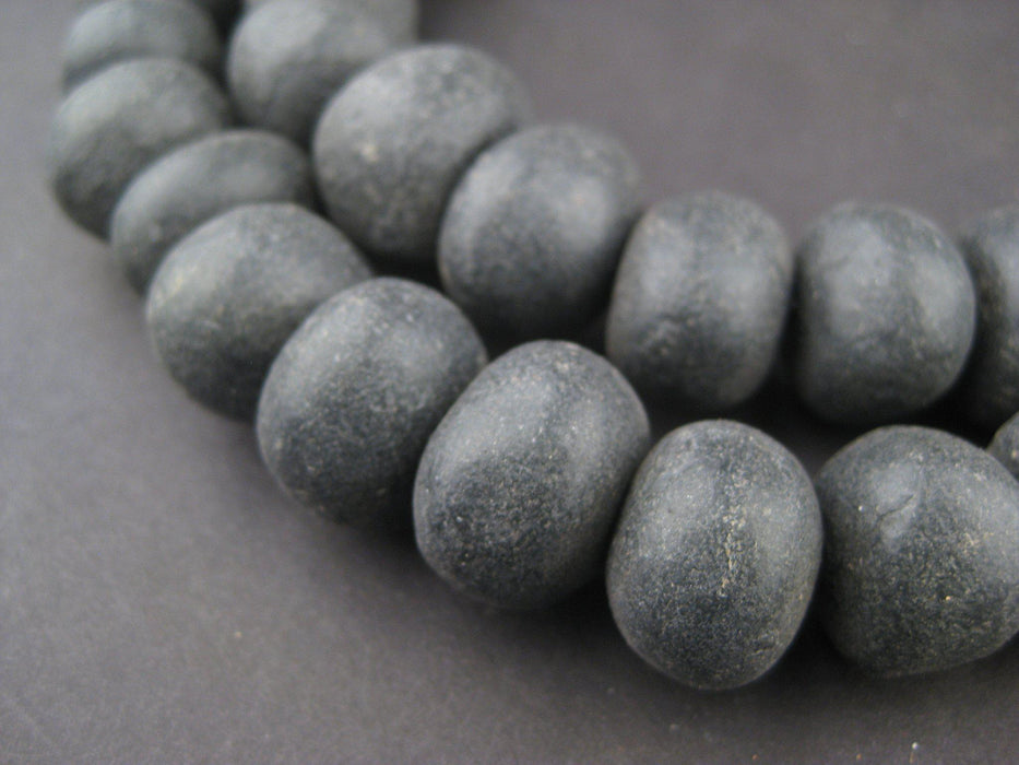 Black Moroccan Pottery Beads (Round - 16mm) - The Bead Chest