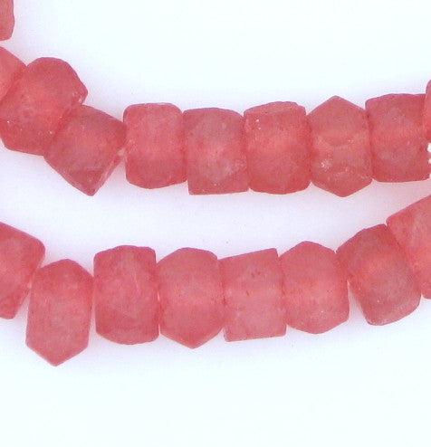Rouge Red Faceted Recycled Java Sea Glass Beads - The Bead Chest