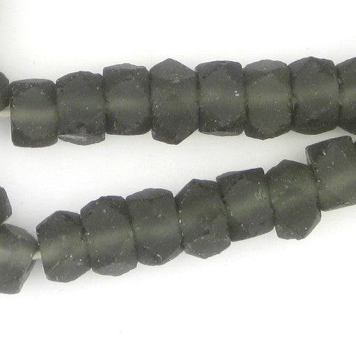 Charcoal Faceted Recycled Java Sea Glass Beads - The Bead Chest