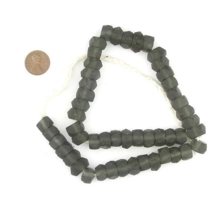 Charcoal Faceted Recycled Java Sea Glass Beads - The Bead Chest