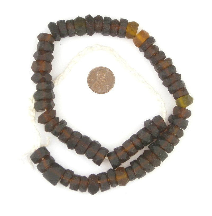 Dark Brown Faceted Recycled Java Sea Glass Beads - The Bead Chest