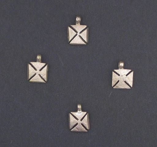 Ethiopian Silver Square Cross Ornaments (Set of 4)