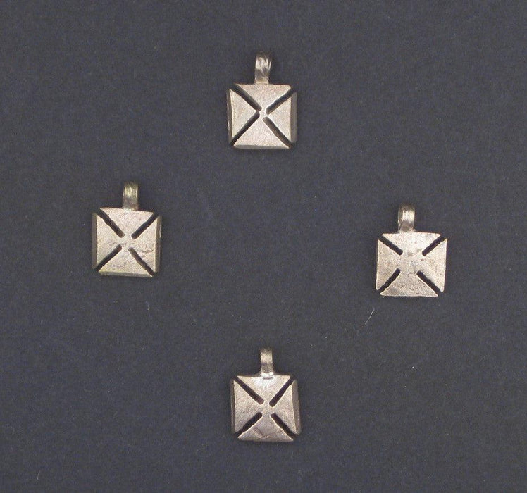 Ethiopian Silver Square Cross Ornaments (Set of 4) - The Bead Chest