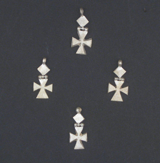 Silver  Ethiopian Hinged-Cross Ornaments (Set of 4)