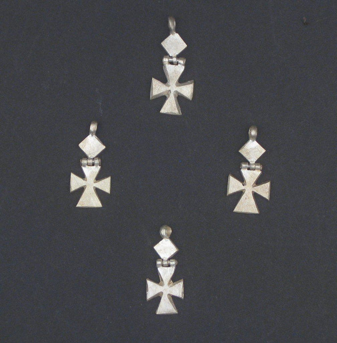 Silver Ethiopian Hinged-Cross Ornaments (Set of 4) - The Bead Chest