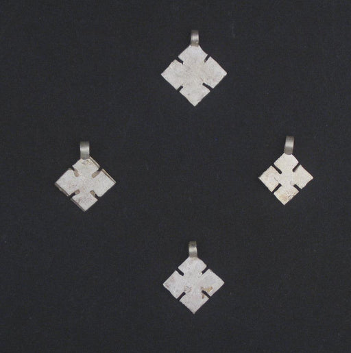 Silver Ethiopian Cross Ornaments (Set of 4)