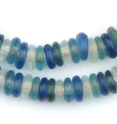 Ocean Medley Rondelle Recycled Glass Beads - The Bead Chest