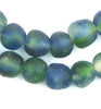 Light Blue Green Swirl Recycled Glass Beads (18mm)