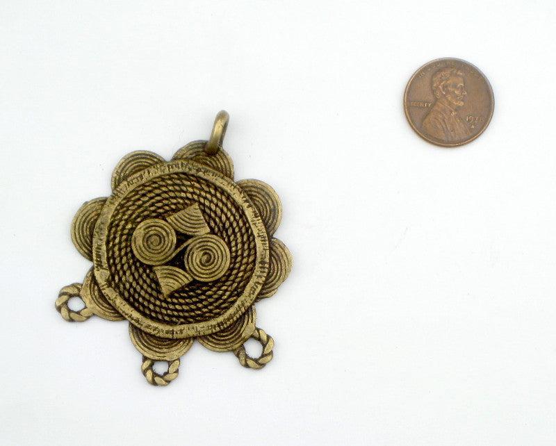 Sun Design Baule Brass Pendant - The Bead Chest