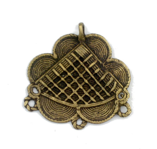 Flower Design Baule Brass Pendant - The Bead Chest
