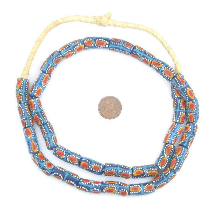 Blue Red Eye Krobo Powder Glass Beads - The Bead Chest