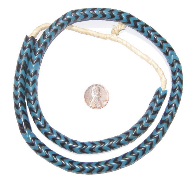 Glass Snake Beads, Blue Black Color (Large) - The Bead Chest