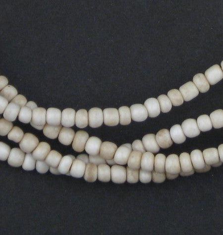 Vintage White Ghana Glass Beads (2 Strands) - The Bead Chest