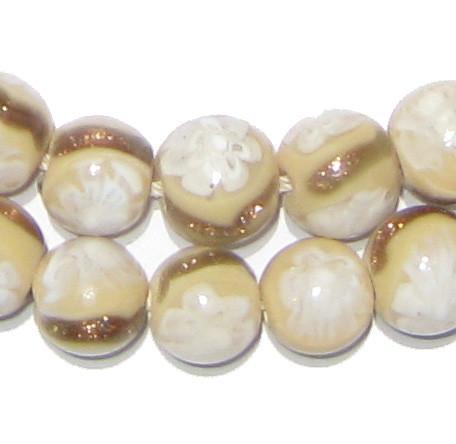 Cameo White & Gold Millefiori Beads - The Bead Chest