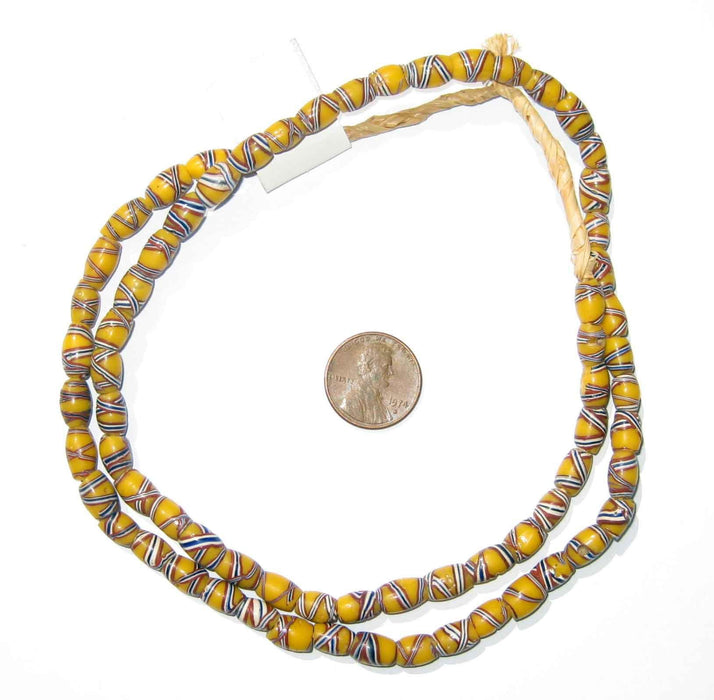Vintage Venetian French Cross Trade Beads (Orange) - The Bead Chest