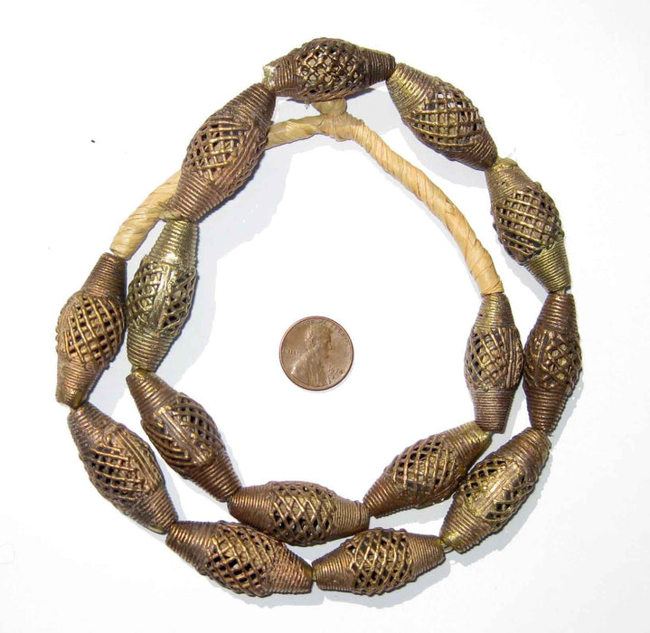 Brass Filigree Beads Oblong, Basket Design - The Bead Chest