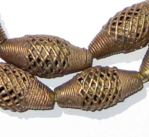 Brass Filigree Beads Oblong, Basket Design - The Bead Chest