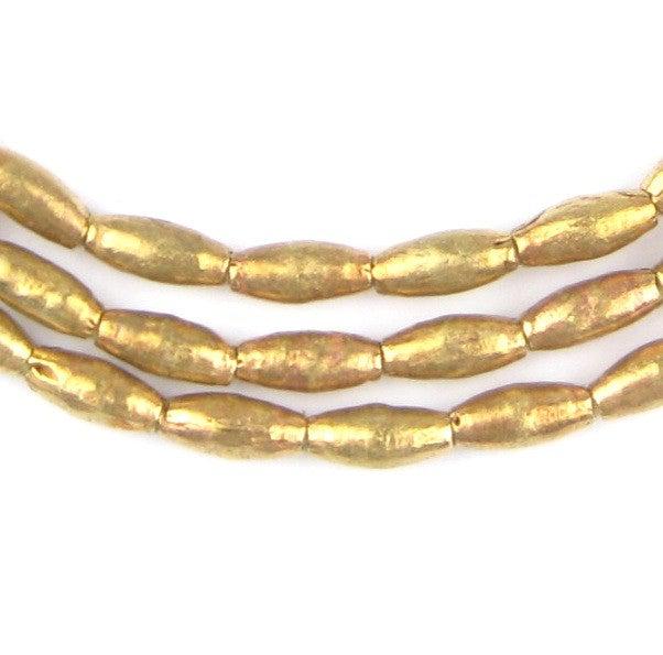 Ethiopian Elongated Brass Oval Beads (10x4mm) - The Bead Chest