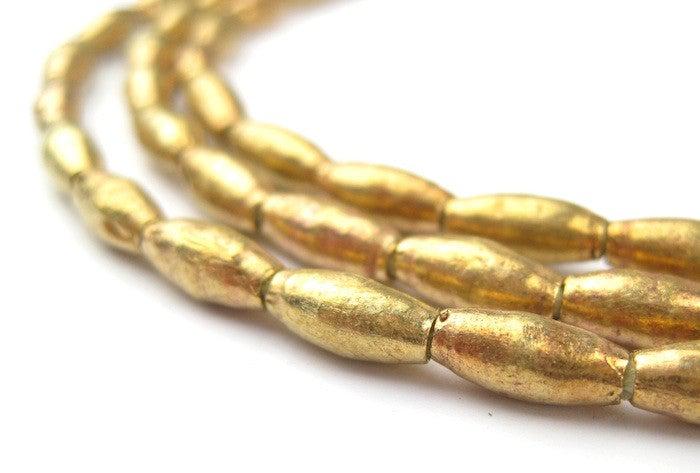 Ethiopian Elongated Brass Oval Beads (10x4mm) - The Bead Chest